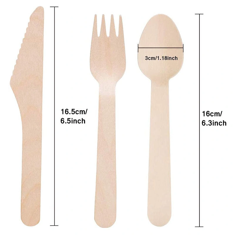 Natural/Biodegradable/Disposable/Wooden Cutlery Sets for Party/Camping/BBQ/Birthdays/Picnics