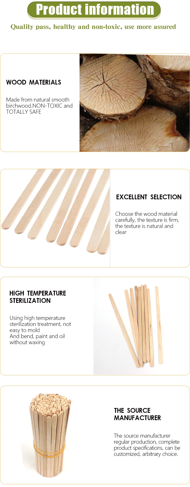 Biodegradable Disposable Wooden Tableware Factory Hot Sale Food Grade 150mm Wooden Coffee Stick