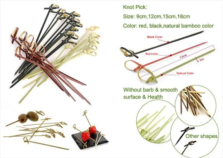 Disposable Flower Knotted Paddle Sticks Bamboo Skewer Wholesale
