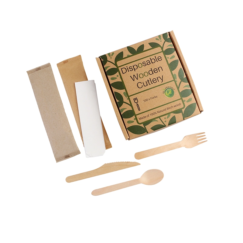 Natural/Biodegradable/Disposable/Wooden Cutlery Sets for Party/Camping/BBQ/Birthdays/Picnics